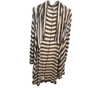 Volcom Crystal Moon Wrap Sweater Cream Gray Stripes